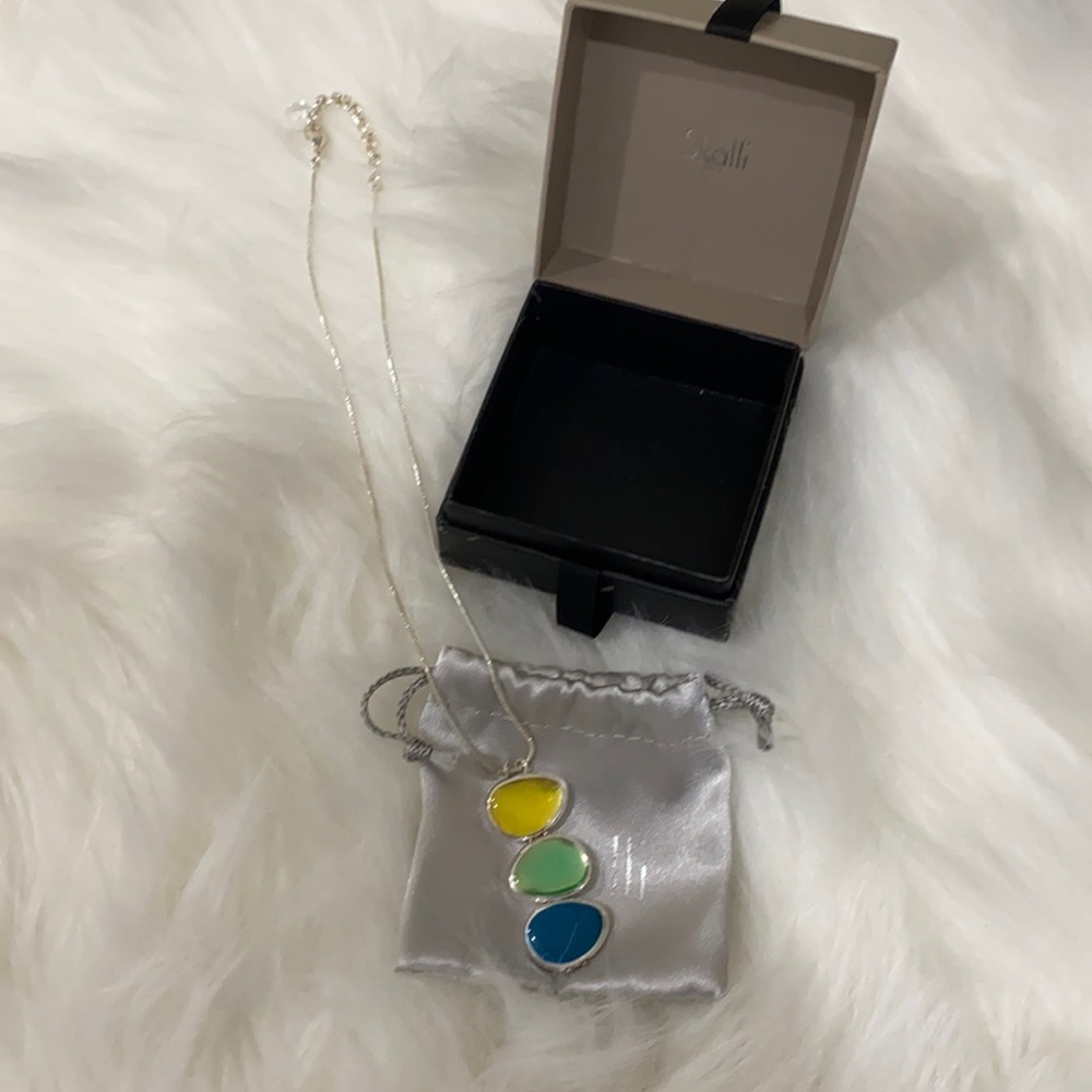 Green, Yellow, Blue Gemstone Necklace
